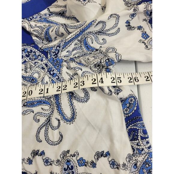 NWT Roaman's Blue Paisley Print Long Sleeve Peasant Casual Top Off Shoulder 20W - Picture 5 of 10